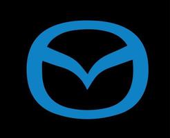 Mazda Brand Logo Car Symbol Blue Design Japan Automobile Vector Illustration With Black Background