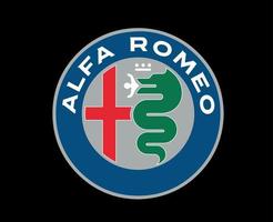 Alfa Romeo Brand Symbol Logo Design Italian cars Automobile Vector Illustration With Black Background