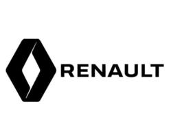 Renault Logo Brand Symbol With Name Black Design French Car Automobile Vector Illustration
