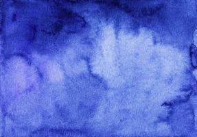 Watercolor deep royal blue gradient background. Hand painted watercolour backdrop. Stains on paper. photo