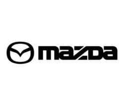 Mazda Brand Logo Car Symbol With Name Black Design Japan Automobile Vector Illustration