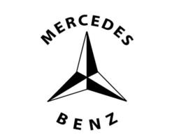 mercedes benz marca logo coche símbolo con nombre negro diseño alemán automóvil vector ilustración