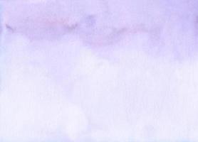 Watercolor light lavender gradient background. Pastel purple and white ombre stains on paper. photo