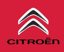 Citroen Brand Logo Car Symbol With Name Design French Automobile Vector Illustration With Red Background