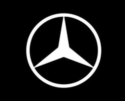 Mercedes Brand Logo Symbol White Design german Car Automobile Vector Illustration With Black Background