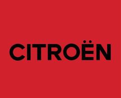 Citroen Logo Symbol Brand Name Black Design French Car Automobile Vector Illustration With Red Background
