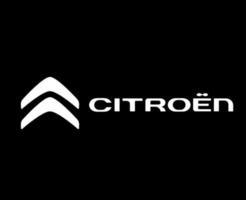 citroen marca logo símbolo con nombre blanco diseño francés coche automóvil vector ilustración con negro antecedentes