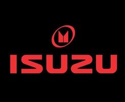 Isuzu Brand Logo Symbol With Name Red Design Japan Car Automobile Vector Illustration With Black Background