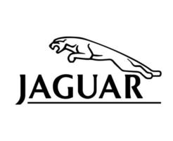 Jaguar Logo Brand Symbol With Name Black Design British Car Automobile Vector Illustration