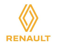 renault marca logo coche símbolo con nombre amarillo diseño francés automóvil vector ilustración