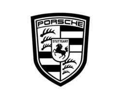 Porsche Logo Brand Car Symbol Black Design German Automobile Vector Illustration