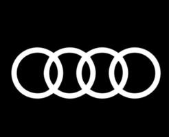 Audi Brand Symbol Logo White Design german cars Automobile Vector Illustration With Black Background