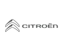 Citroen Logo Brand Symbol With Name Gray Design French Car Automobile Vector Illustration