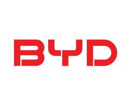 BYD Brand Logo Car Symbol Name Red Design China Automobile Vector Illustration