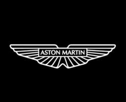 Aston Martin Brand Logo Symbol White Design British cars Automobile Vector Illustration With Black Background