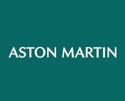 aston martín marca logo símbolo nombre blanco diseño británico carros automóvil vector ilustración con verde antecedentes