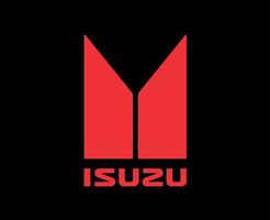 Isuzu Brand Logo Car Symbol With Name Red Design Japan Automobile Vector Illustration With Black Background