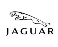 Jaguar Brand Logo Car Symbol With Name Black Design British Automobile Vector Illustration