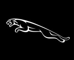 jaguar marca logo coche símbolo blanco diseño británico automóvil vector ilustración con negro antecedentes