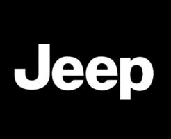 Jeep Brand Logo Car Symbol White Design Usa Automobile Vector Illustration With Black Background