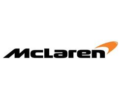 McLaren Brand Logo Car Symbol Name Black And Orange Design British Automobile Vector Illustration