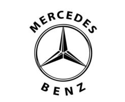 mercedes benz logo marca símbolo con nombre negro diseño alemán coche automóvil vector ilustración