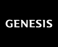 Genesis Brand Logo Car Symbol White Name Design South Korean Automobile Vector Illustration With Black Background