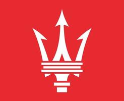 Maserati Logo Brand Symbol White Design Italian Car Automobile Vector Illustration With Red Background