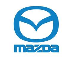 Mazda Logo Symbol Brand Car With Name Blue Design Japan Automobile Vector Illustration