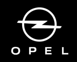 opel marca logo coche símbolo con nombre blanco diseño alemán automóvil vector ilustración con negro antecedentes