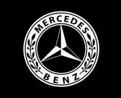mercedes benz marca logo coche símbolo blanco diseño alemán automóvil vector ilustración con negro antecedentes