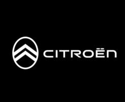 Citroen Brand New Logo Car Symbol With Name White Design French Automobile Vector Illustration With Black Background