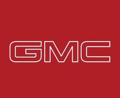 GMC Brand Logo Car Symbol Name White Design USA Automobile Vector Illustration With Red Background