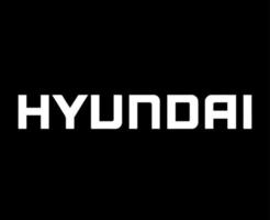 Hyundai Brand Logo Car Symbol Name White Design South Korean Automobile Vector Illustration With Black Background