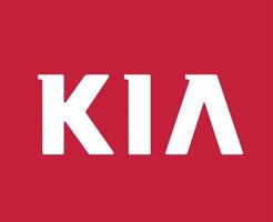 Kia Brand Logo Car Symbol Name White Design South Korean Automobile Vector Illustration With Red Background