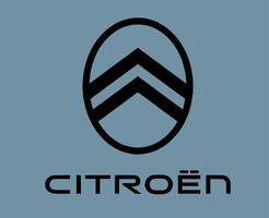 Citroen Brand New Logo Car Symbol With Name Black Design French Automobile Vector Illustration With Gray Background