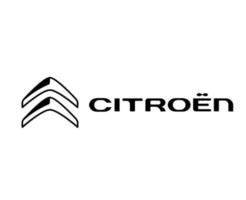 Citroen Logo Brand Symbol With Name Black Design French Car Automobile Vector Illustration