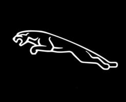 Jaguar Logo Brand Symbol White Design British Car Automobile Vector Illustration With Black Background