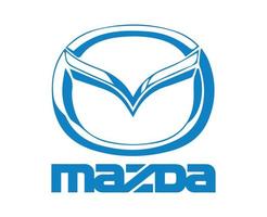 Mazda Brand Logo Symbol With Name Blue Design Japan Car Automobile Vector Illustration