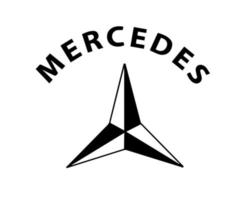 Mercedes Logo Brand Symbol With Name Black Design german Car Automobile Vector Illustration