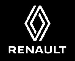 Renault Brand Logo Car Symbol With Name White Design French Automobile Vector Illustration With Black Background