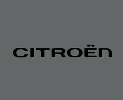 citroen marca logo coche símbolo nombre negro diseño francés automóvil vector ilustración con gris antecedentes