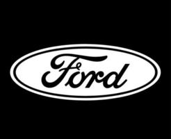 Ford Brand Logo Car Symbol White Design Usa Automobile Vector Illustration With Black Background