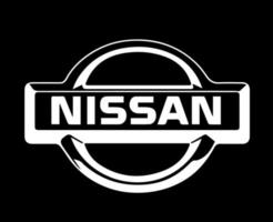 Nissan Logo Brand Symbol White Design Japan Car Automobile Vector Illustration With Black Background