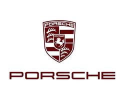 Porsche Logo Brand Symbol With Name Red Design German Car Automobile Vector Illustration