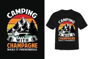 cámping t camisa diseño. vector