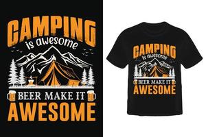Camping T shirt design. vector
