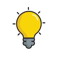 Lamp, idea vector icon. Light bulb with rays shine. Energy and idea symbol. Vector illustration.