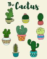 Stickers with cactus and succulent characters are suitable for decoration purposes on laptops, books and other items vector