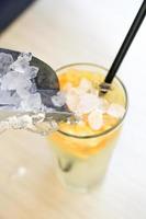 Fresh lemonade with ice photo